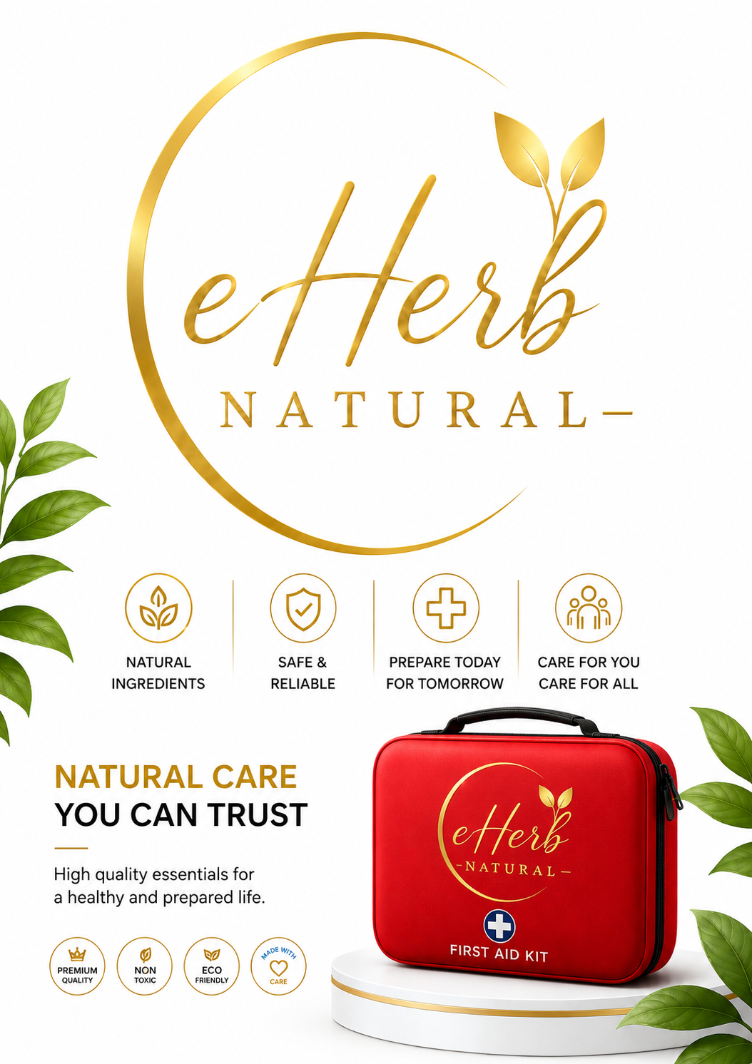 eHerb Natural First Aid Kit white product poster